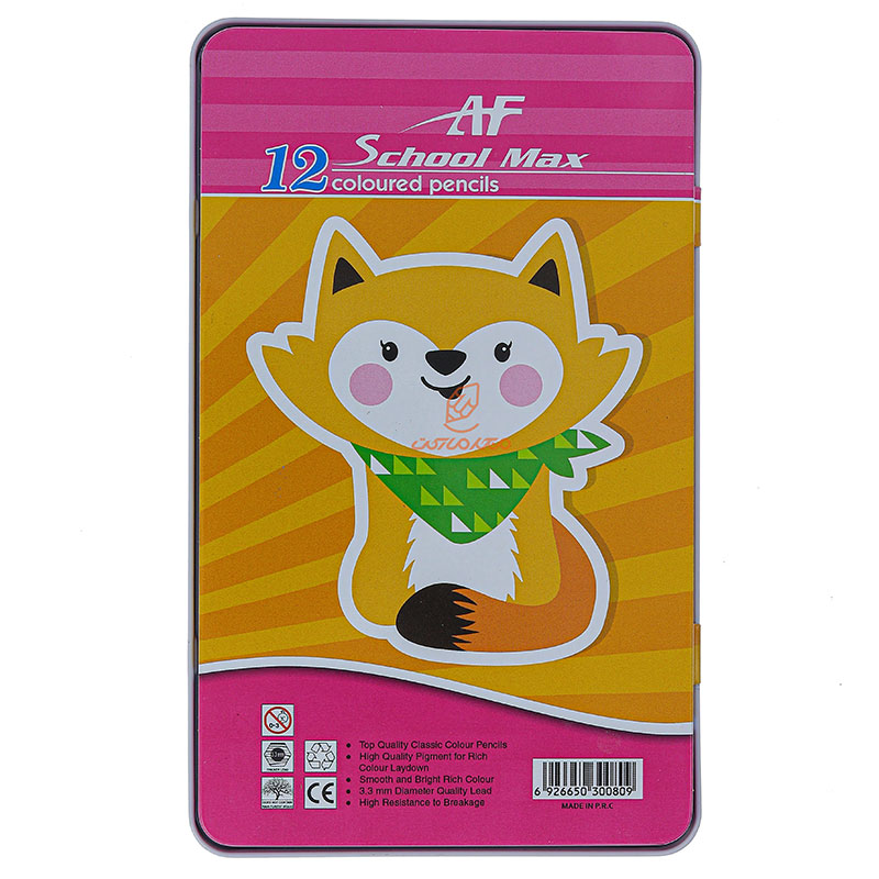 مداد رنگی 12رنگ جعبه فلزی طرح روباه اسکول مکس SCHOOL MAX (3)