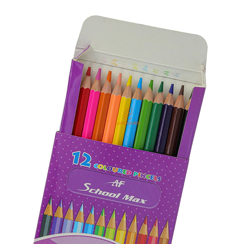 مداد رنگی 12 رنگ جعبه مقوایی طرح دخترک و عروسک خرس اسکول مکس SCHOOL MAX (5)