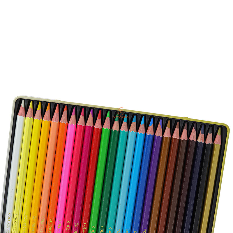 مداد رنگی 24 رنگ جعبه فلزی طرح پروانه ام کیو MQ (1)