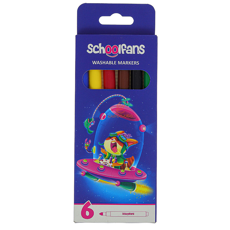 ماژیک رنگ آمیزی 6 رنگ کد 92400 اسکول فنس SCHOOLFANS
