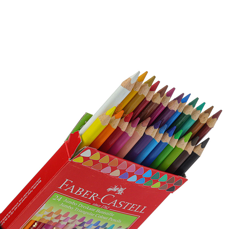 مداد رنگی 24 رنگی جامبو جعبه مقوایی فابر کاستل FABERCASTELL (1)