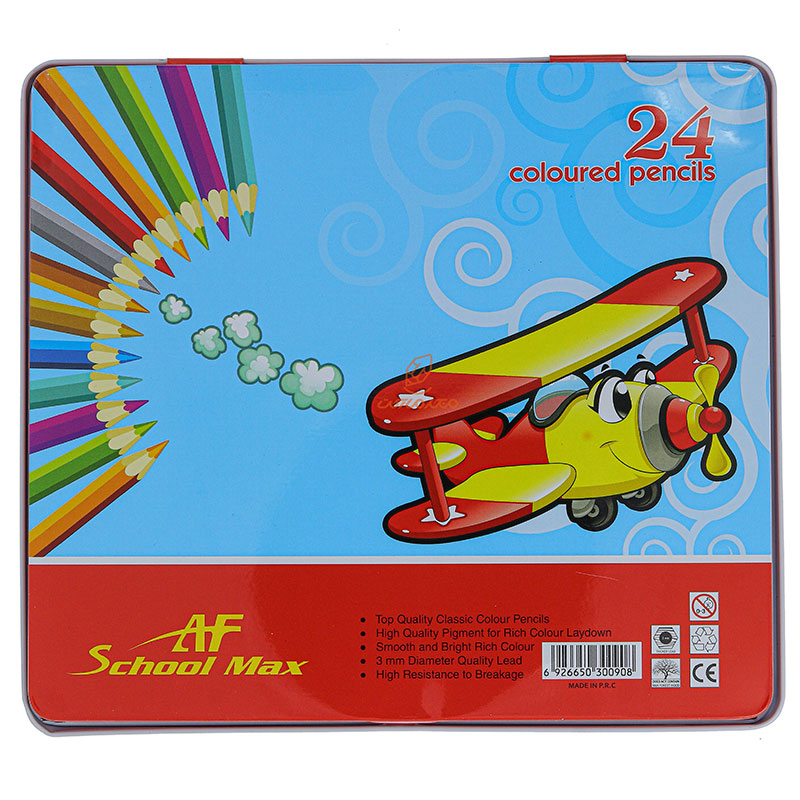 مداد رنگی 24 رنگ جعبه فلزی طرح ماشین ها اسکول مکس SCHOOL MAX (3)