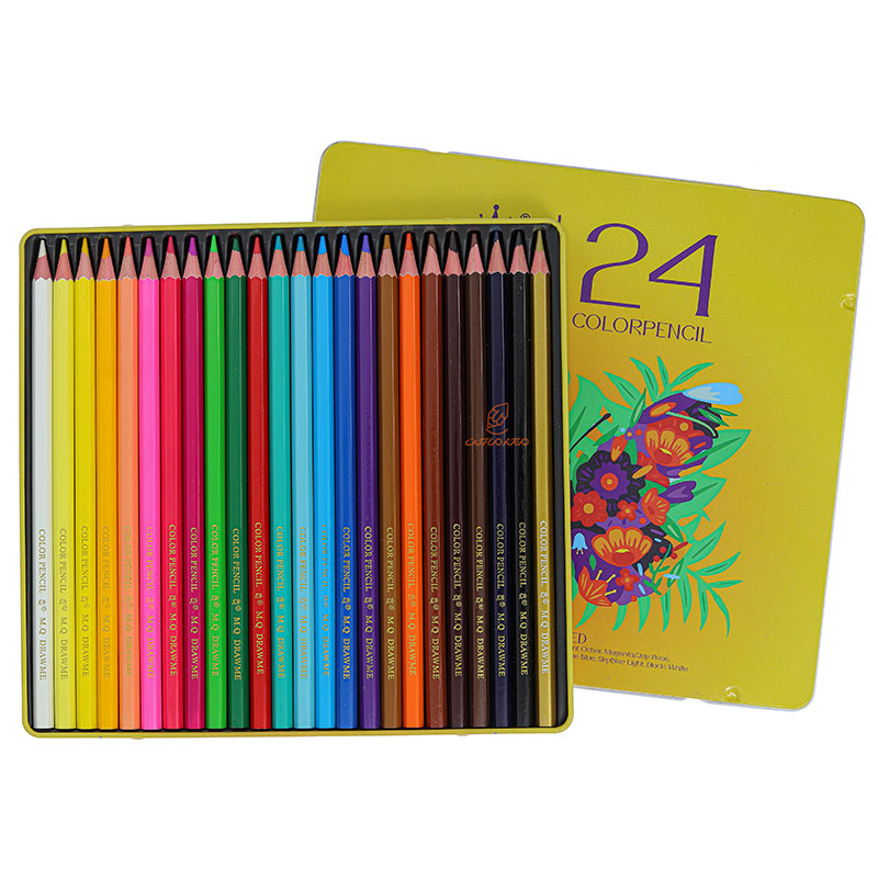 مداد رنگی 24 رنگ جعبه فلزی طرح پروانه ام کیو MQ (4)