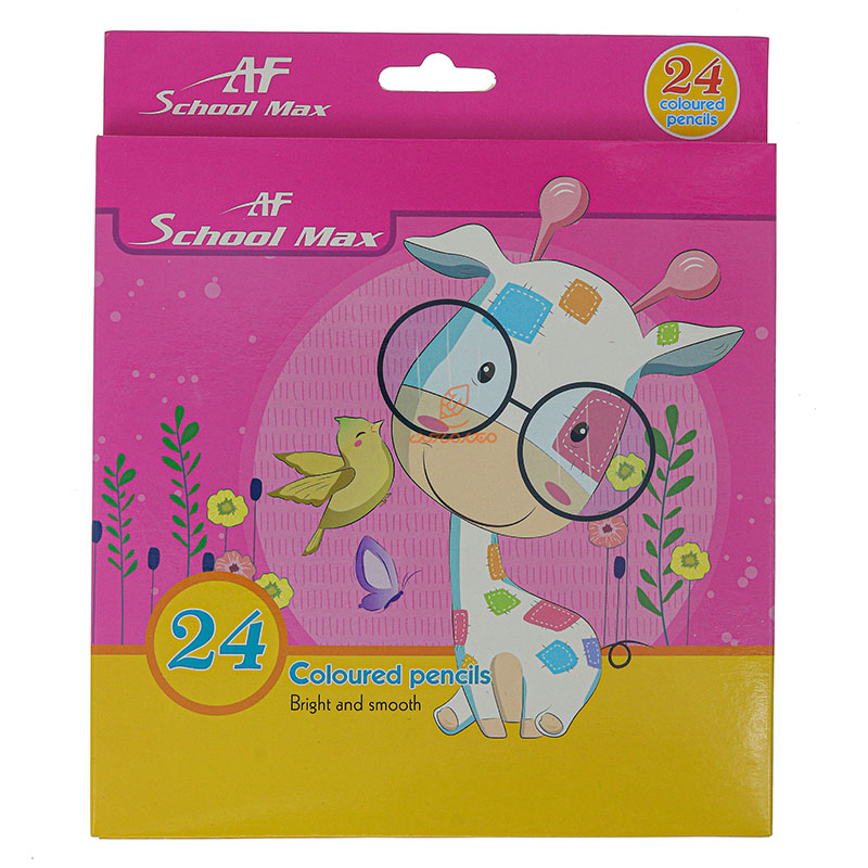 مداد رنگی 24 رنگ جعبه مقوایی طرح گاو اسکول مکس SCHOOL MAX