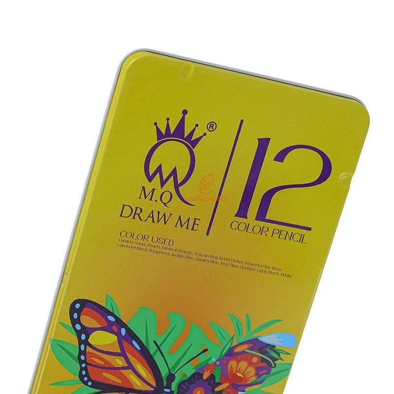 مداد رنگی 12 رنگ جعبه فلزی طرح پروانه ام کیو MQ (4)