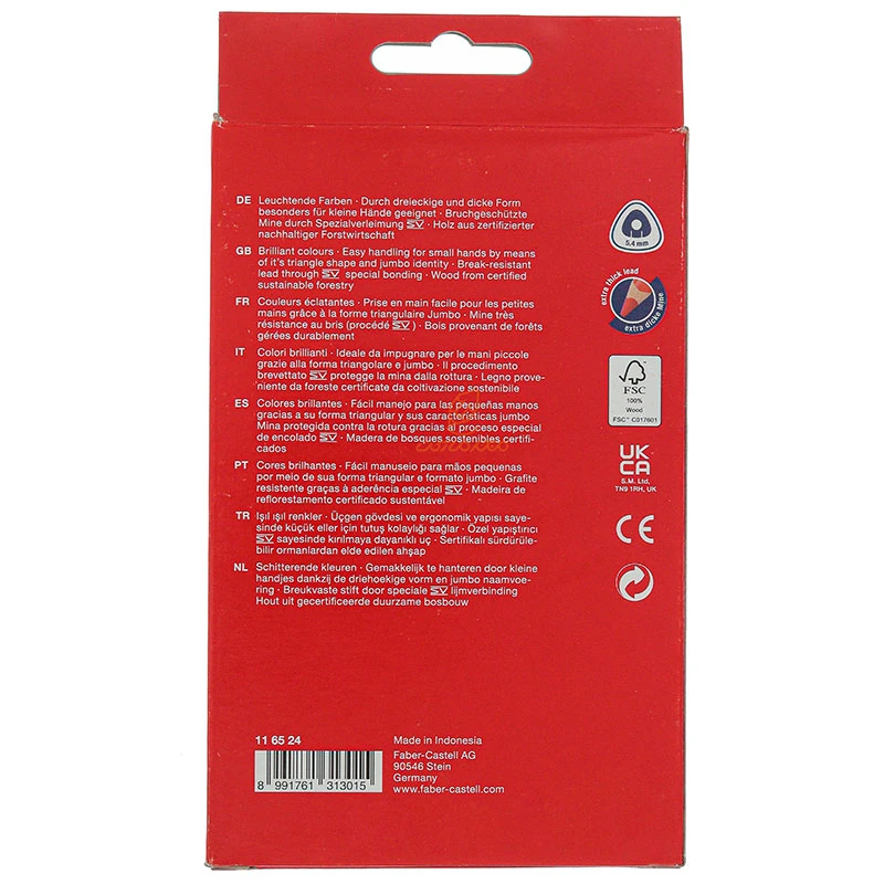 مداد رنگی 24 رنگی جامبو جعبه مقوایی فابر کاستل FABERCASTELL (4)