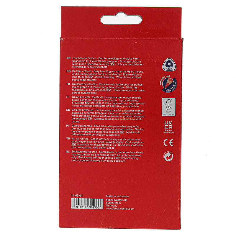 مداد رنگی 12 رنگی جامبو جعبه مقوایی فابر کاستل FABERCASTELL (3)