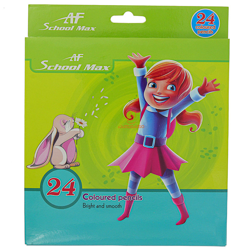 مداد رنگی 24 رنگ جعبه مقوایی طرح دخترک اسکول مکس SCHOOL MAX