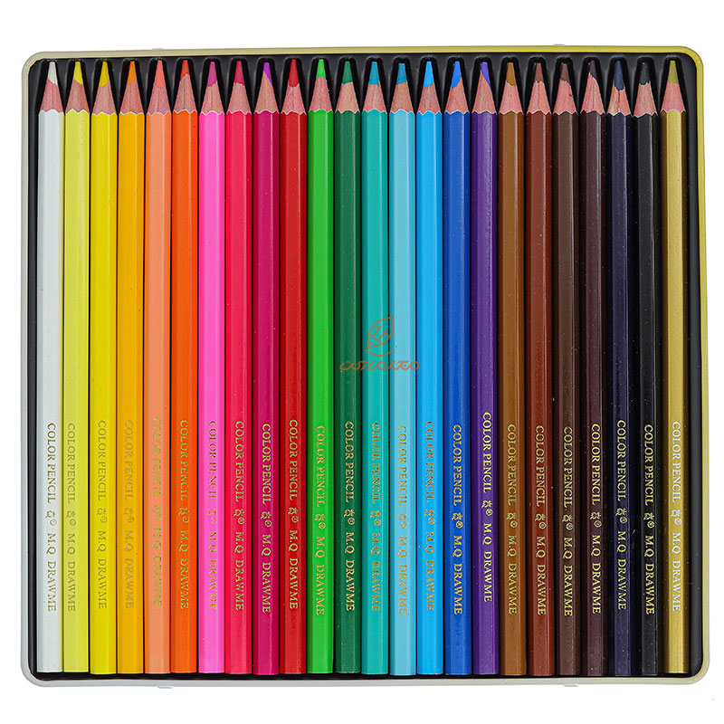 مداد رنگی 24 رنگ جعبه فلزی طرح پروانه ام کیو MQ (5)