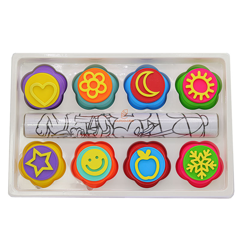 رنگ انگشتی 8 رنگ+مهر و رول نقاشی کد 7031 آریا ARYA (4)