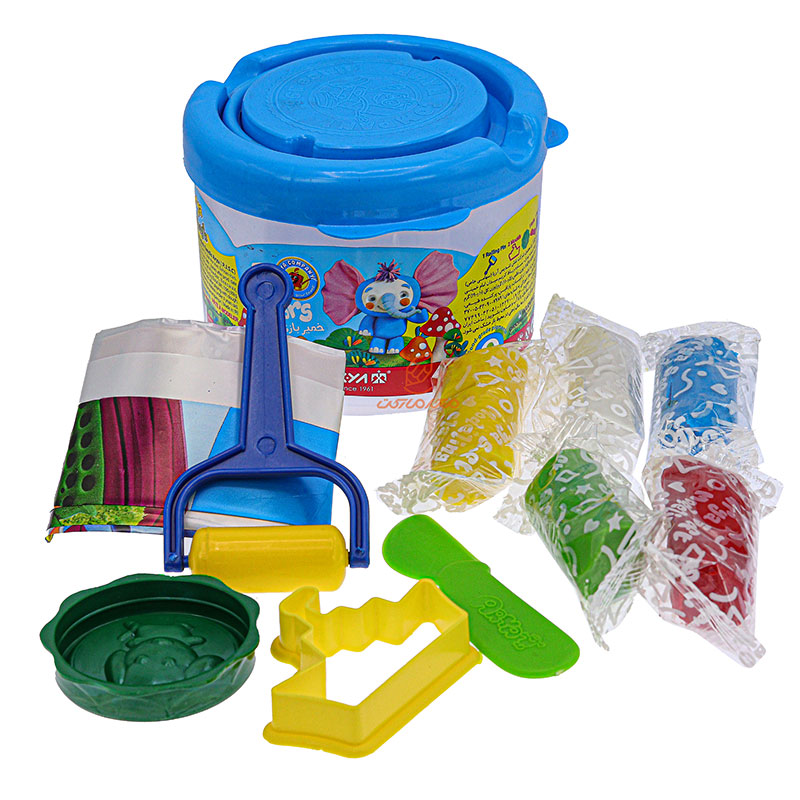 خمیر بازی 5 رنگ سطلی کد 1062 آبی آریا ARYA (1)