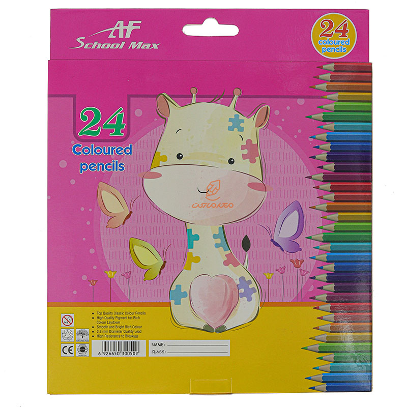 مداد رنگی 24 رنگ جعبه مقوایی طرح گاو اسکول مکس SCHOOL MAX (3)