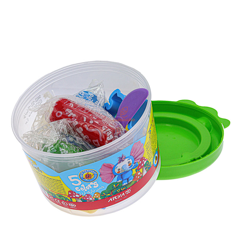 خمیر بازی 5 رنگ سطلی کد 1062 سبز آریا ARYA (4)