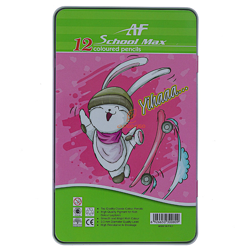 مداد رنگی 12رنگ جعبه فلزی طرح یونی کورن اسکول مکس SCHOOL MAX (3)