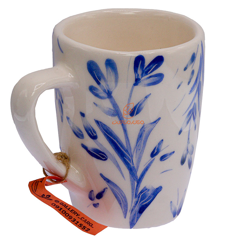 ماگ استوانه سفید گل آبی (1)