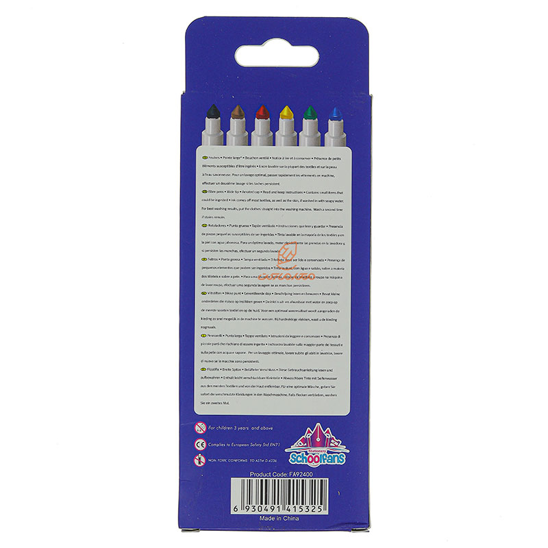 ماژیک رنگ آمیزی 6 رنگ کد 92400 اسکول فنس SCHOOLFANS (3)