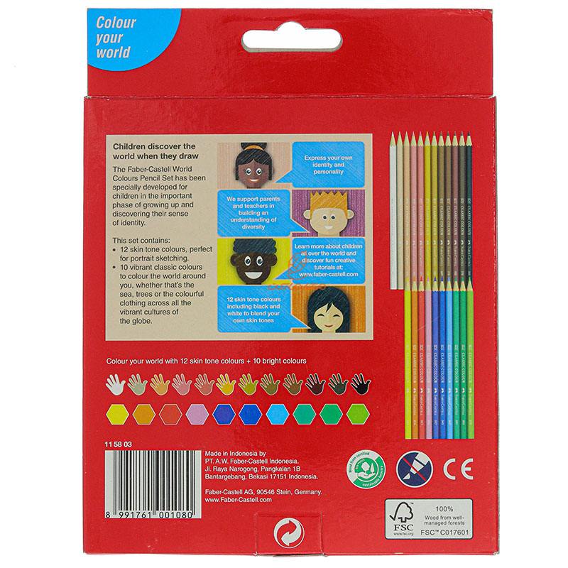 مداد رنگی 22 رنگی (رنگ پوست) جعبه مقوایی فابر کاستل FABERCASTELL (3)