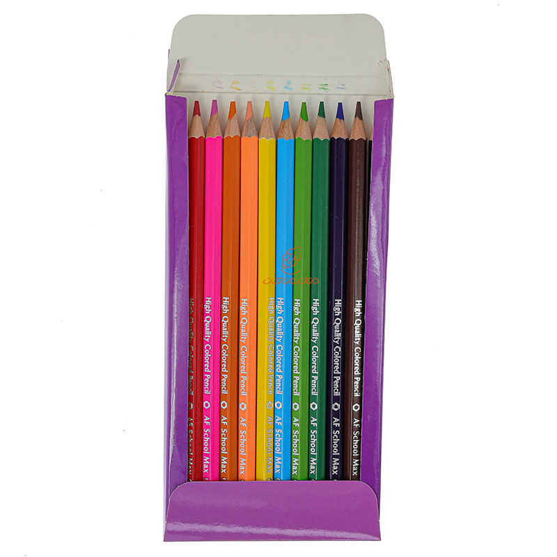 مداد رنگی 12 رنگ جعبه مقوایی طرح دخترک و عروسک خرس اسکول مکس SCHOOL MAX (1)