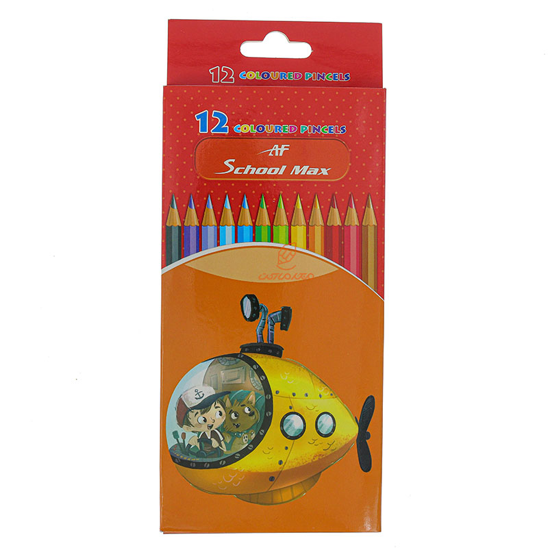 مداد رنگی 12 رنگ جعبه مقوایی طرح خلبان کوچولو اسکول مکس SCHOOL MAX