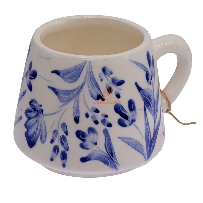 ماگ دایره سفید گل آبی