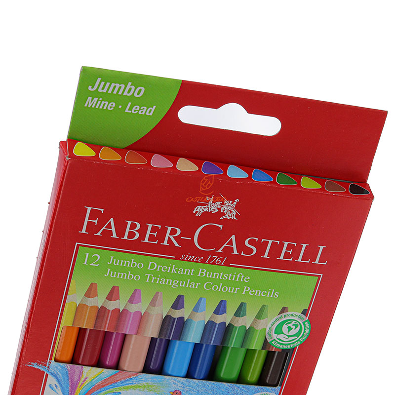 مداد رنگی 12 رنگی جامبو جعبه مقوایی فابر کاستل FABERCASTELL (4)