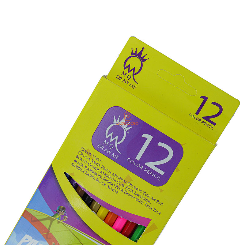 مداد رنگی 12 رنگ جعبه مقوایی زرد ام کیو MQ (4)