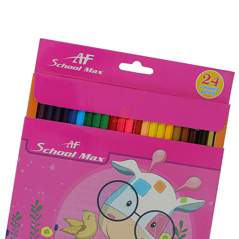 مداد رنگی 24 رنگ جعبه مقوایی طرح گاو اسکول مکس SCHOOL MAX (5)
