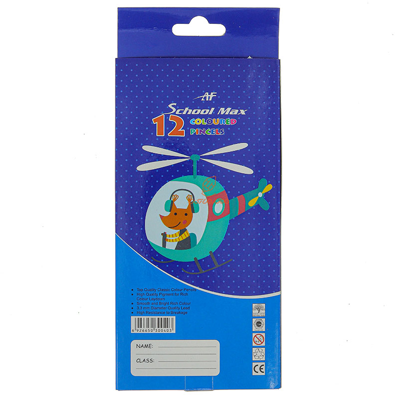 مداد رنگی 12 رنگ جعبه مقوایی طرح روباه خلبان اسکول مکس SCHOOL MAX (3)