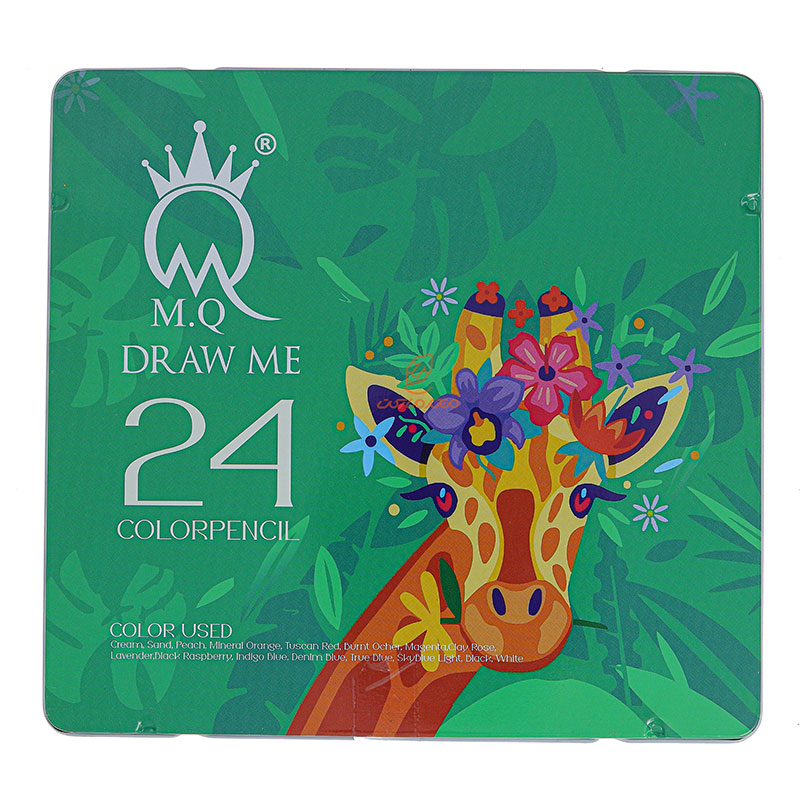 مداد رنگی 24 رنگ جعبه فلزی طرح زرافه ام کیو MQ