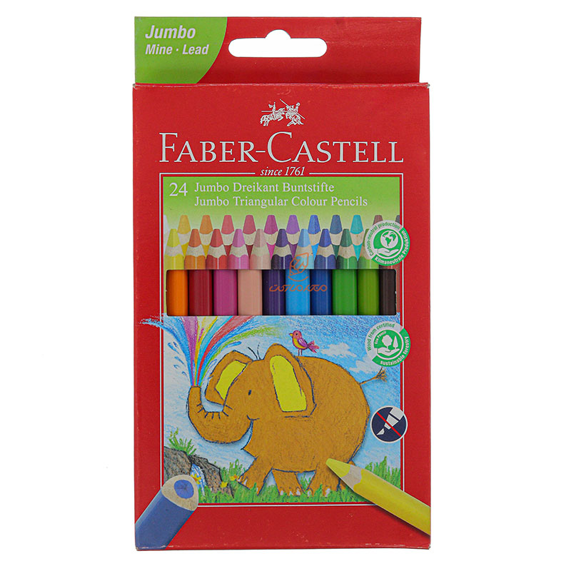 مداد رنگی 24 رنگی جامبو جعبه مقوایی فابر کاستل FABERCASTELL