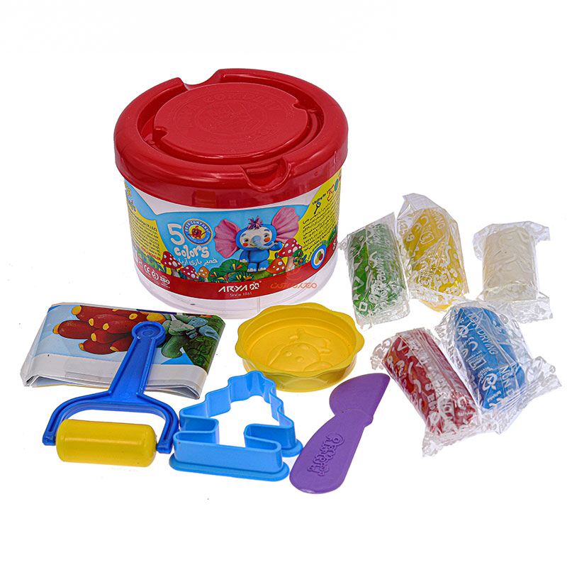 خمیر بازی 5 رنگ سطلی کد 1062 قرمز آریا ARYA (1)