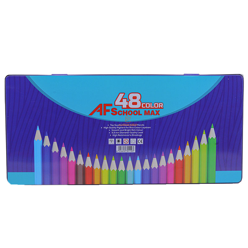 مداد رنگی 48 رنگ جعبه فلزی طرح پیاده روی اسکول مکس SCHOOL MAX (3)