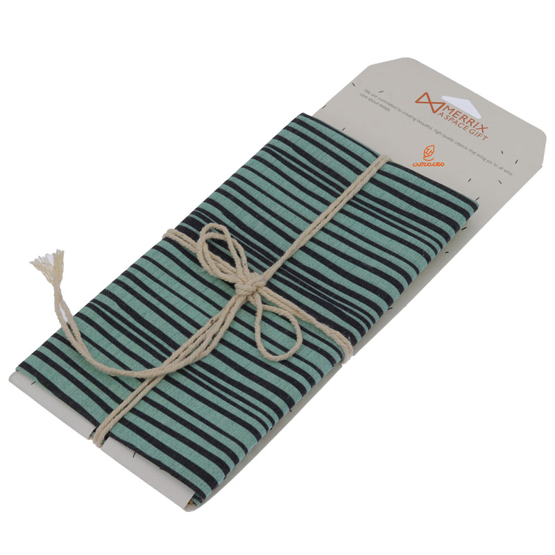 کادو پیچ پارچه ای طرح راه راه مشکی سبز لوتوس