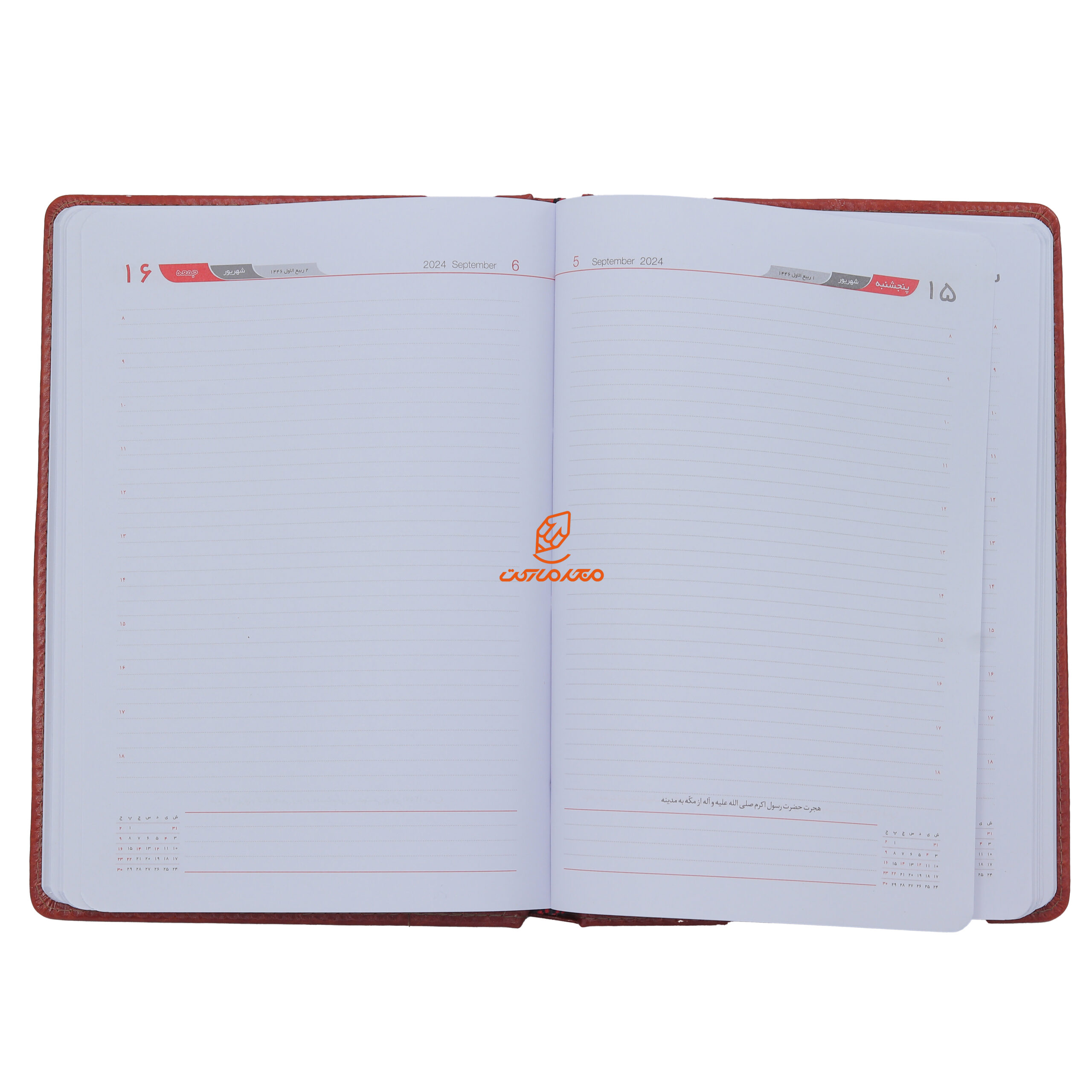 سالنامه (سررسید) 1403 وزیری حاشیه دار زرشکی لئون (2)