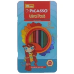 مداد رنگی 12 رنگ جعبه فلزی طرح دختر مو بلند پیکاسو PICASSO (2)