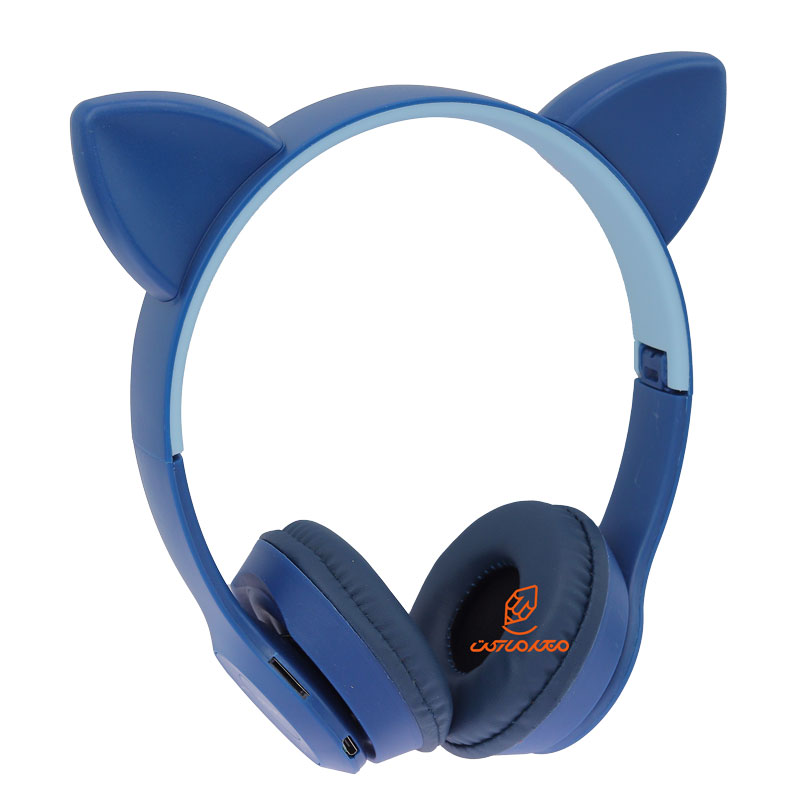 هدفون بلوتوثی مدل P47M گربه ای آبی CAT EAR