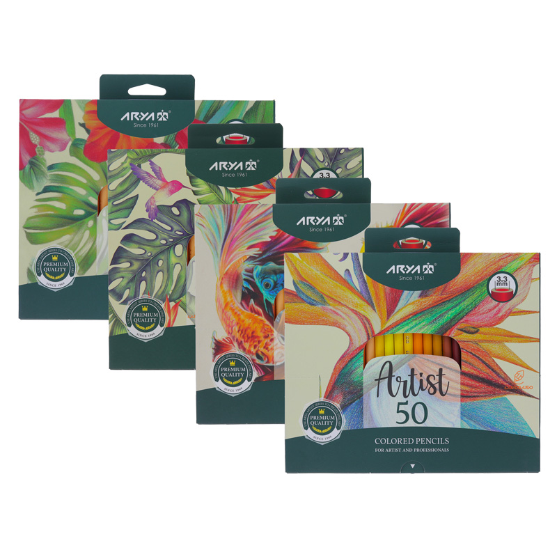 مداد رنگی 50 رنگ آرتیست جعبه مقوایی آریا ARYA