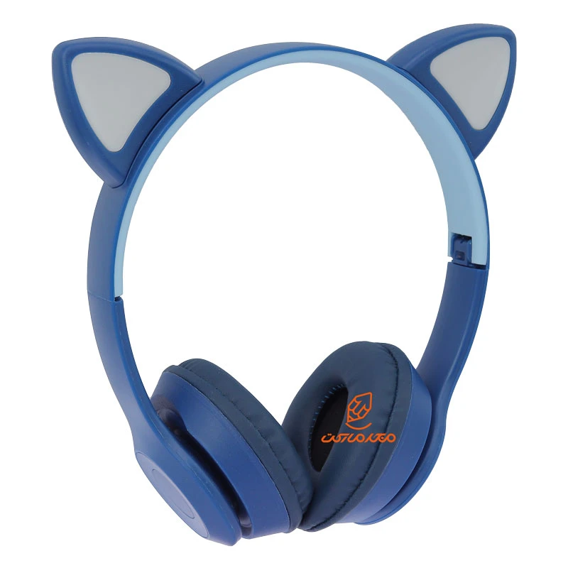 هدفون بلوتوثی مدل P47M گربه ای آبی CAT EAR (5)