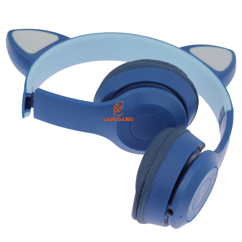 هدفون بلوتوثی مدل P47M گربه ای آبی CAT EAR (4)