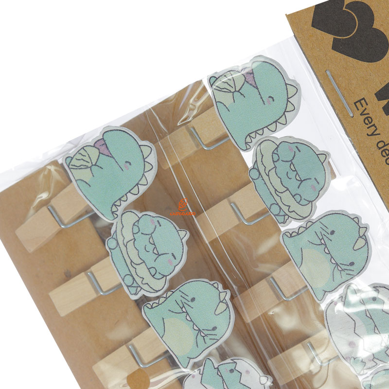 گیره چوبی فانتزی 10 عددی طرح دایناسور WOODEN CLIP (1)