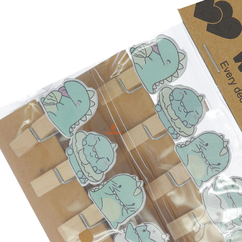 گیره چوبی فانتزی 10 عددی طرح دایناسور WOODEN CLIP (1)