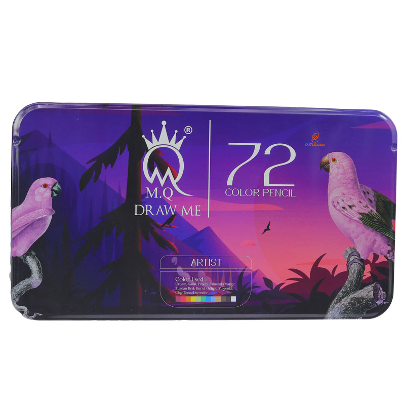 مداد رنگی 72 رنگ آرتیست جعبه فلزی طرح گنجشک ام کیو MQ