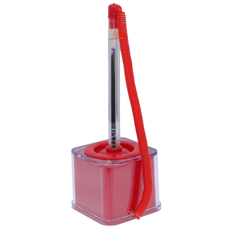 پایه خودکار رومیزی پلاستیکی قرمز