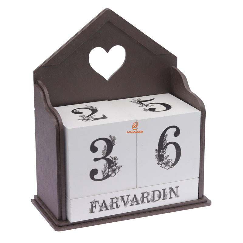 تقویم رومیزی مکعبی قهوه ای فلور