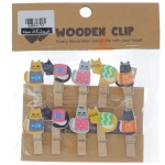 گیره چوبی فانتزی 10 عددی طرح گربه شاخ دار WOODEN CLIP (1)
