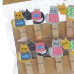 گیره چوبی فانتزی 10 عددی طرح گربه شاخ دار WOODEN CLIP (3)
