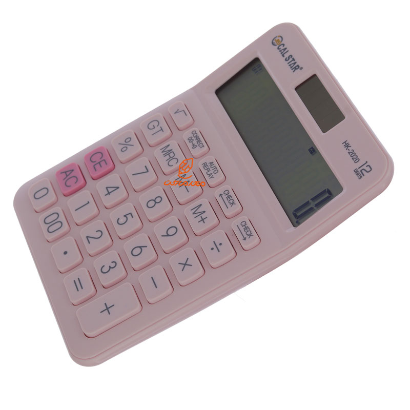 ماشین حساب رومیزی 12 رقم صورتی HK2020 کال استار CAL STAR (1)