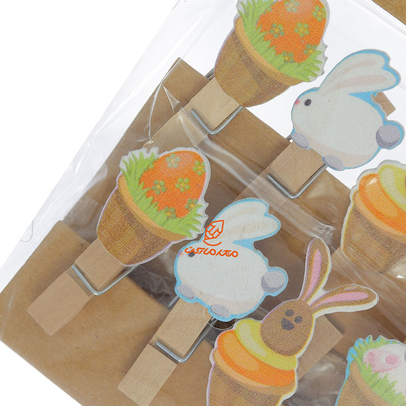 گیره چوبی فانتزی 10 عددی طرح خرگوش WOODEN CLIP (1)