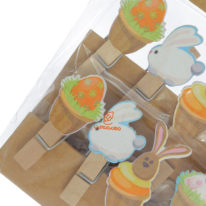 گیره چوبی فانتزی 10 عددی طرح خرگوش WOODEN CLIP (1)