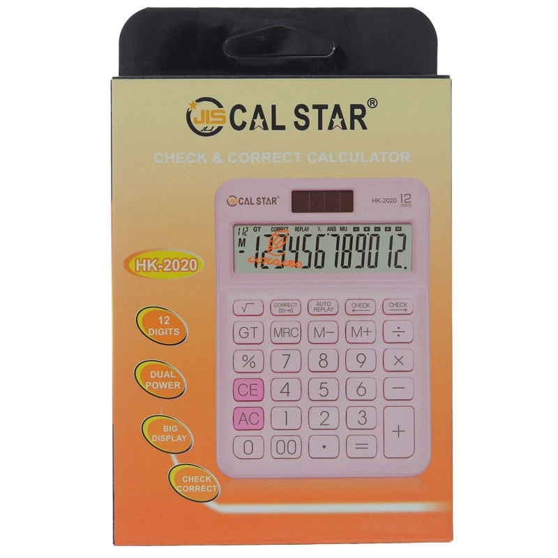 ماشین حساب رومیزی 12 رقم صورتی HK2020 کال استار CAL STAR (2)
